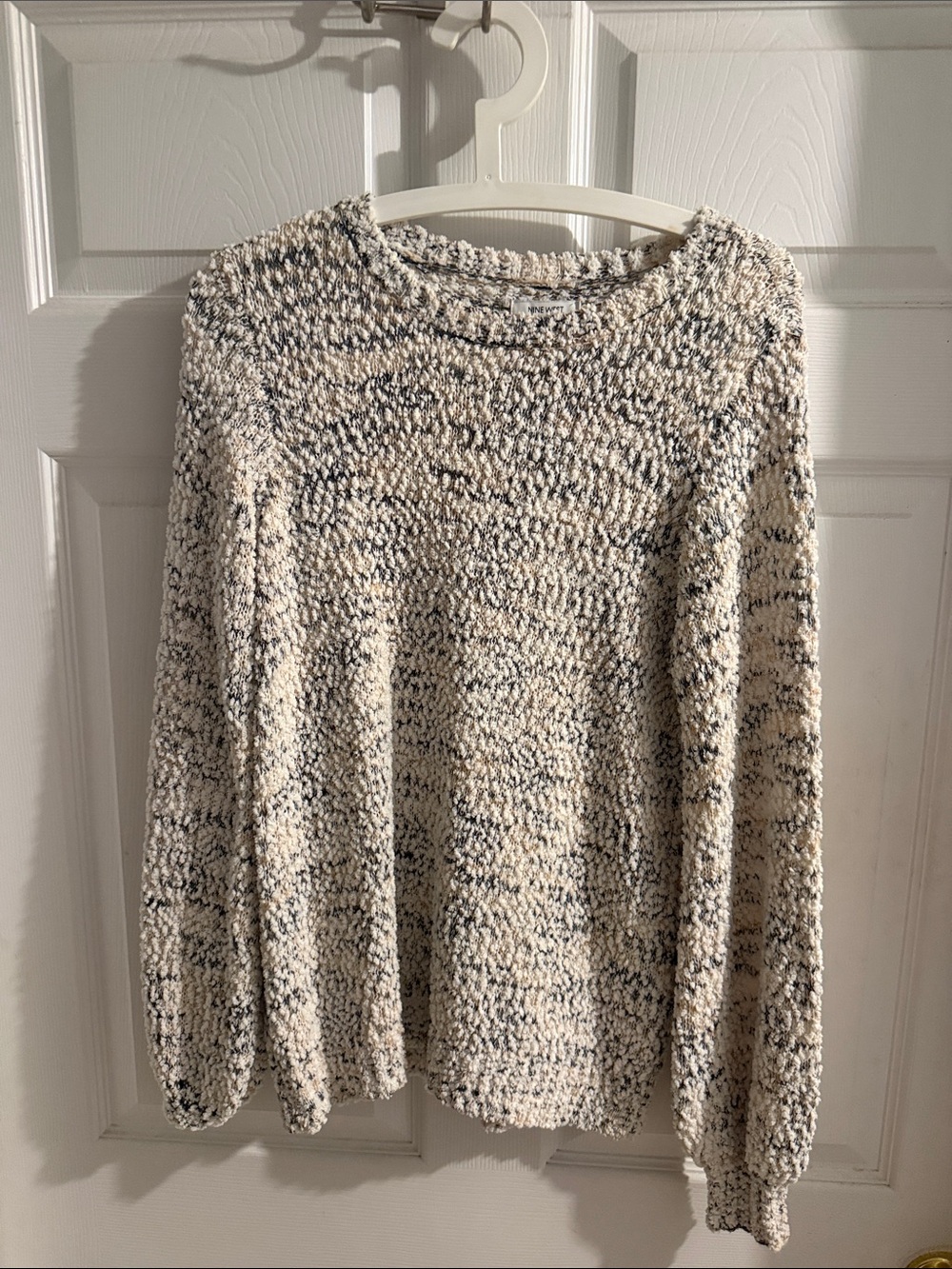 Nine West Cream and Black Marled Crewneck Sweater